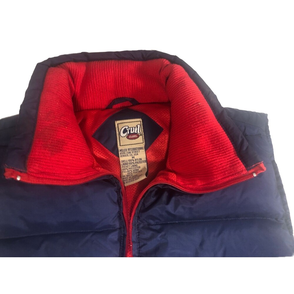 Cruel Girl Quilted Feather Down Blue/Red Puffer Vest Women's Size Medium - Picture 8 of 8